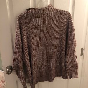 american eagle tube neck sweater beige L